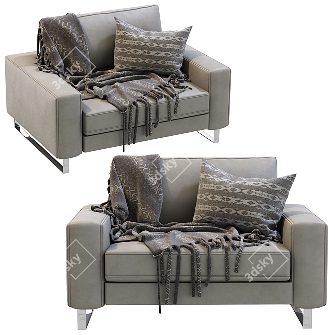 Elegant Slide Armchair in Marelli Leather 3D model image 3