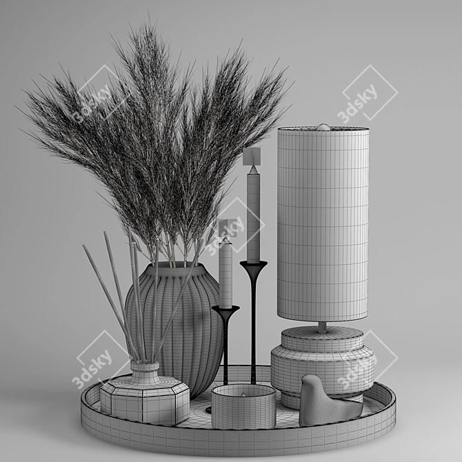 Boho Chic Pampas Decor Set 3D model image 3