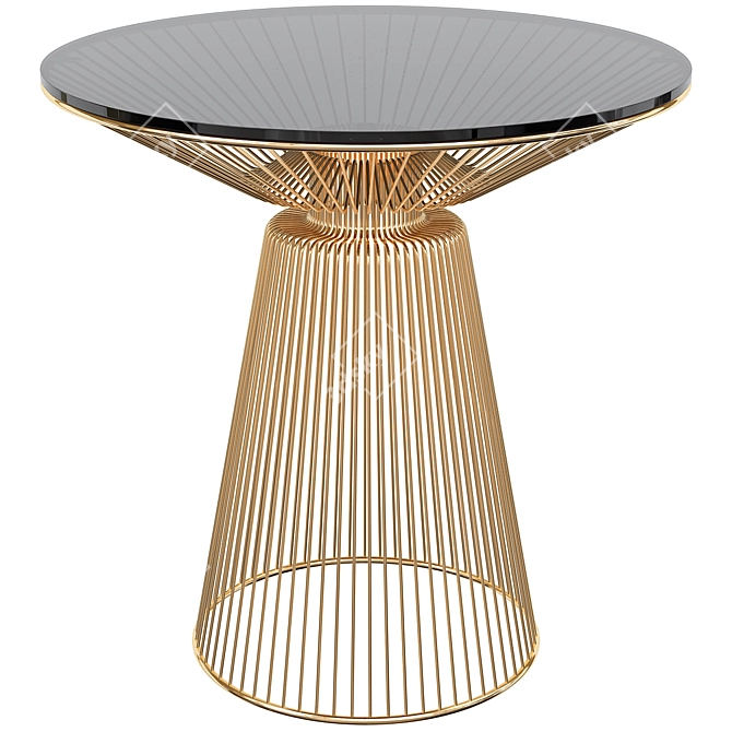 Elegant Gold Glass Side Table 3D model image 1
