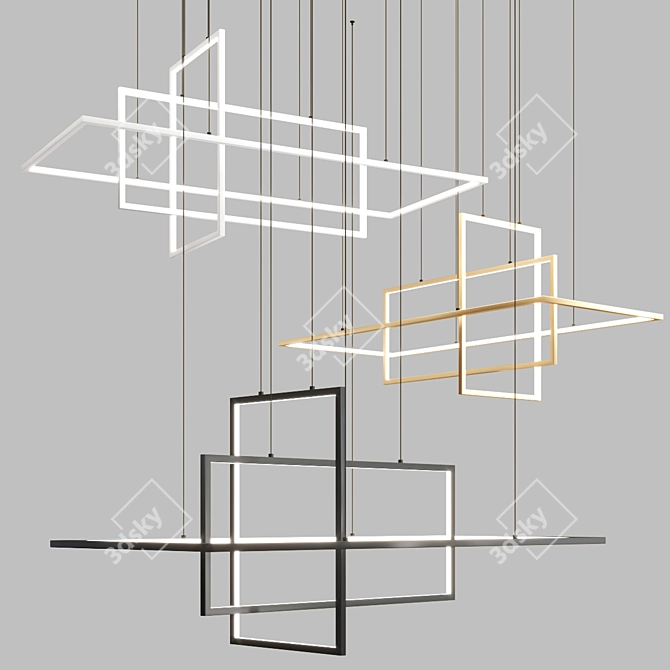 Contemporary LED Matrix Pendant Light 3D model image 2