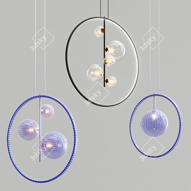 Elegant Pendant Ring LED Light 3D model image 3