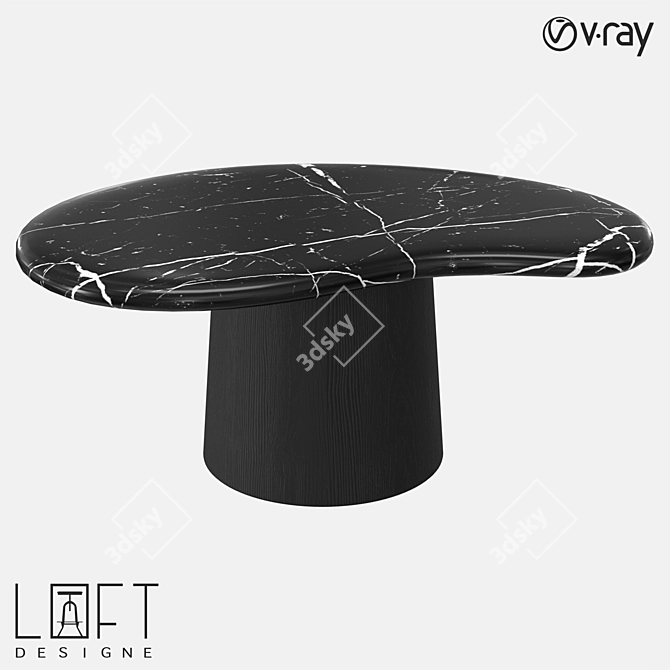 Modern Pine and Marble Coffee Table 3D model image 1