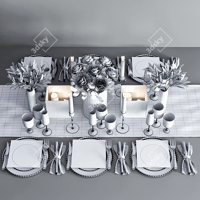 Modern 3-Piece Table Set 3D model image 6