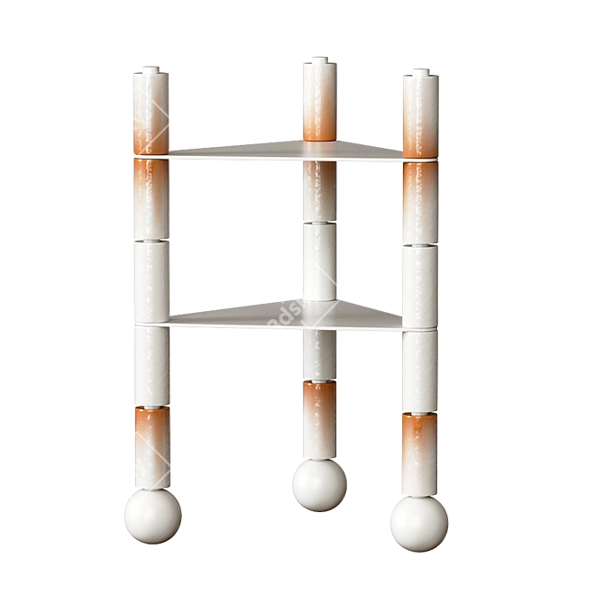 Elegant Ceramic Enamel Etagere 3D model image 1