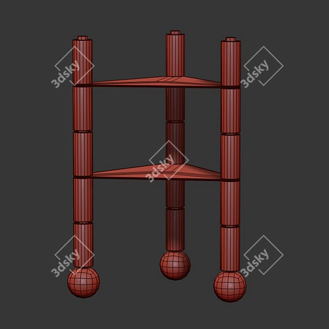 Elegant Ceramic Enamel Etagere 3D model image 2