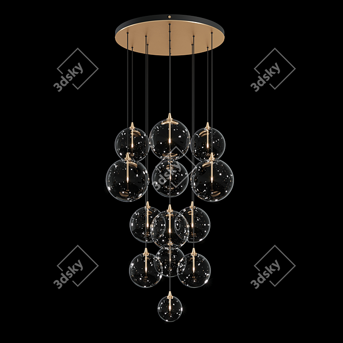 Schwung Home Cluster 13: Cascading Glass Pendant Chandelier 3D model image 3