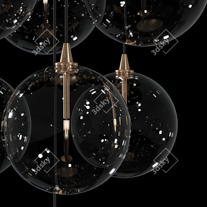 Schwung Home Cluster 13: Cascading Glass Pendant Chandelier 3D model image 4