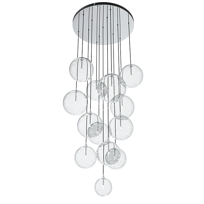 Schwung Home Cluster 13: Cascading Glass Pendant Chandelier 3D model image 5