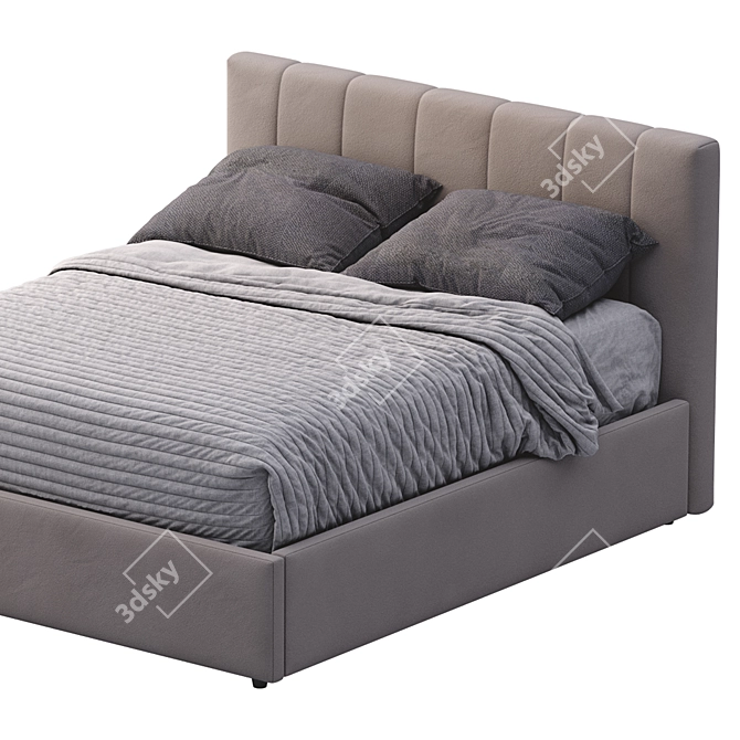 Modern Low Profile Bed 3D model image 2