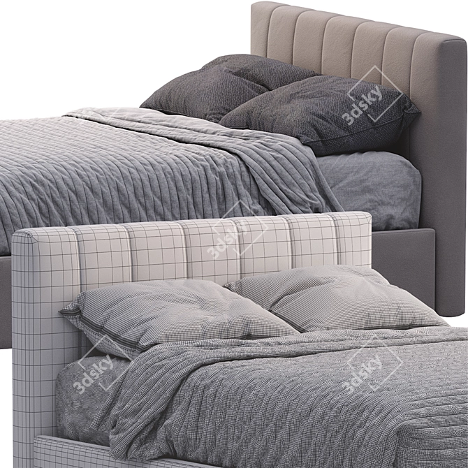 Modern Low Profile Bed 3D model image 3