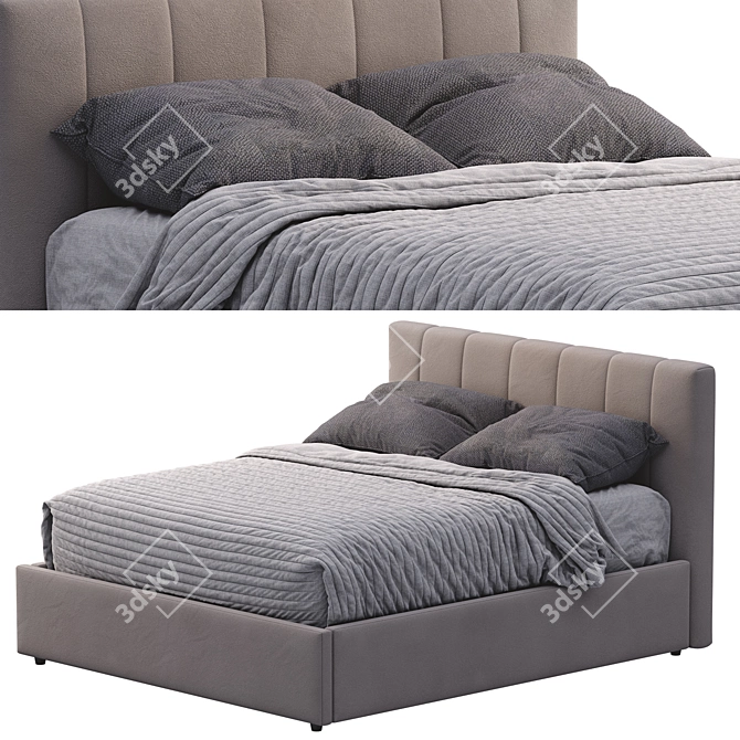 Modern Low Profile Bed 3D model image 4