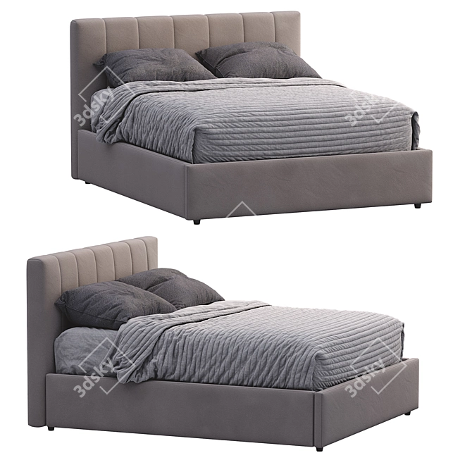 Modern Low Profile Bed 3D model image 5