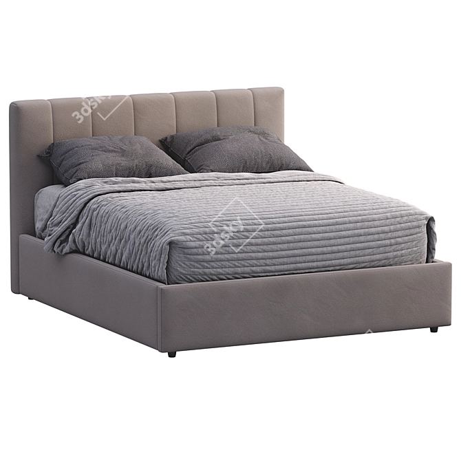 Modern Low Profile Bed 3D model image 7