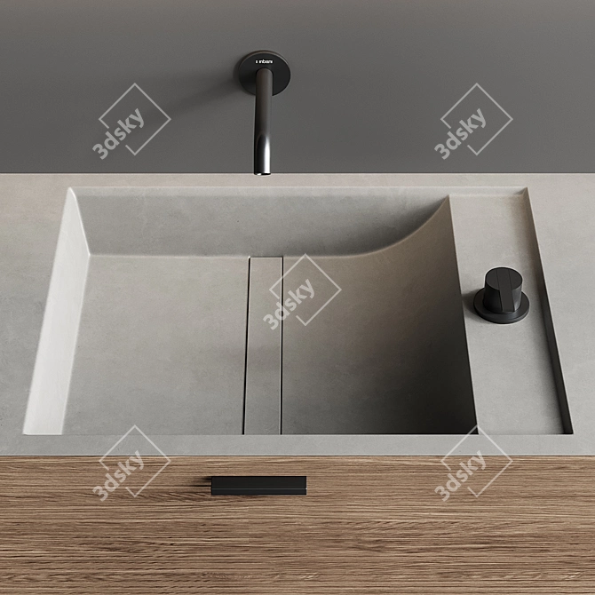 Grate 03 Vanity: Elegant Wood Unit 3D model image 3