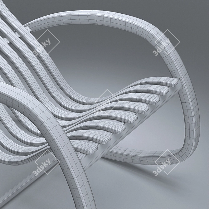 ErgoGloosh Sculpted Oak Rocker 3D model image 6