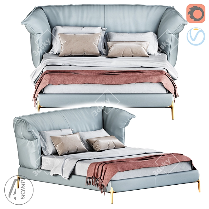 Modern Sleek Bed Frame 3D model image 1