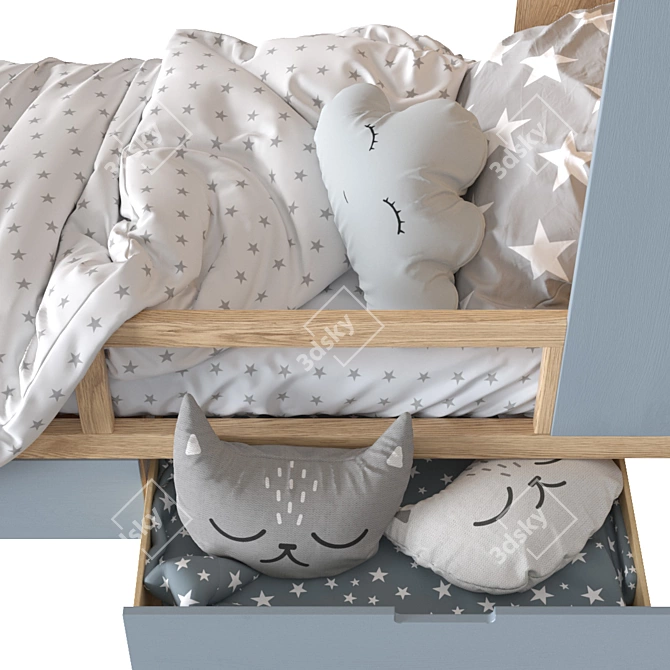 Mimirooms™ Mi-Mi Cot: Stylish and Functional with Shelving 3D model image 2