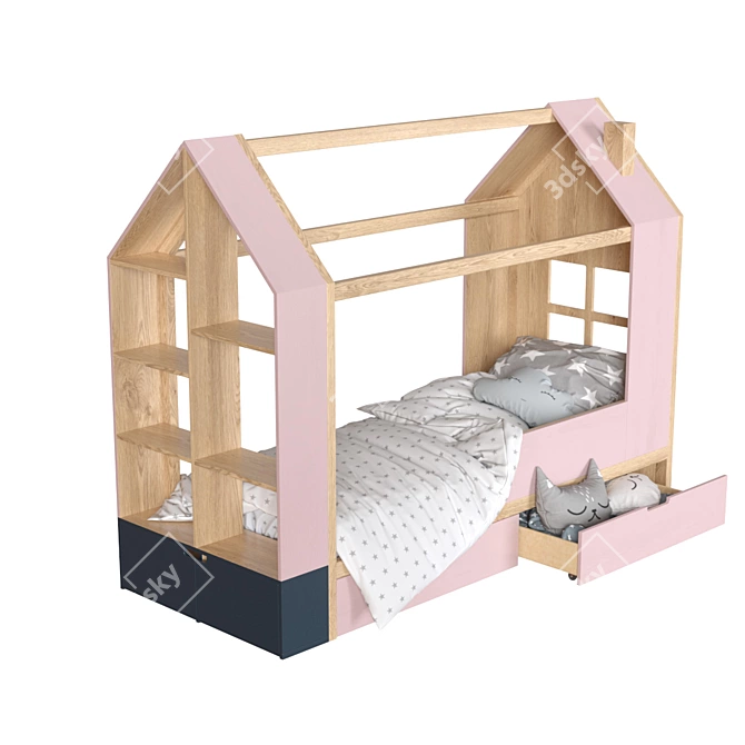 Mimirooms™ Mi-Mi Cot: Stylish and Functional with Shelving 3D model image 4