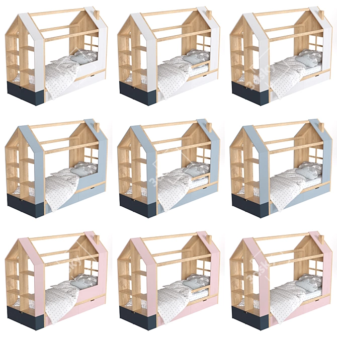 Mimirooms™ Mi-Mi Cot: Stylish and Functional with Shelving 3D model image 5