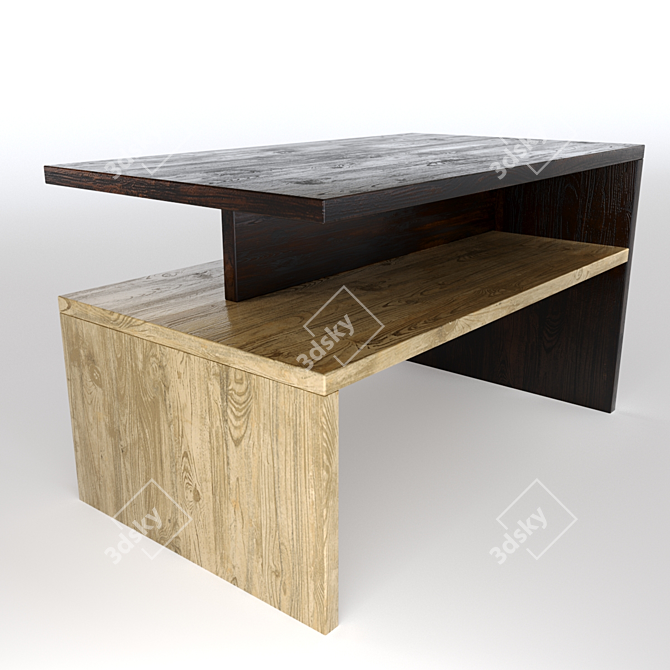 Modern Wooden Coffee Table 3D model image 1