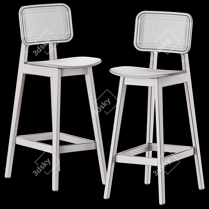 Rattan Geometry Counter Stool 3D model image 7