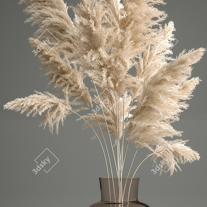 Elegant White Pampas Grass Bouquet 3D model image 3