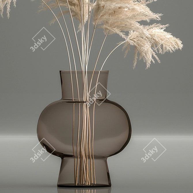 Elegant White Pampas Grass Bouquet 3D model image 5