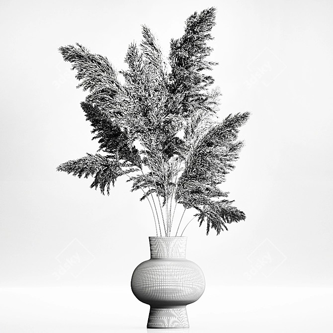 Elegant White Pampas Grass Bouquet 3D model image 6