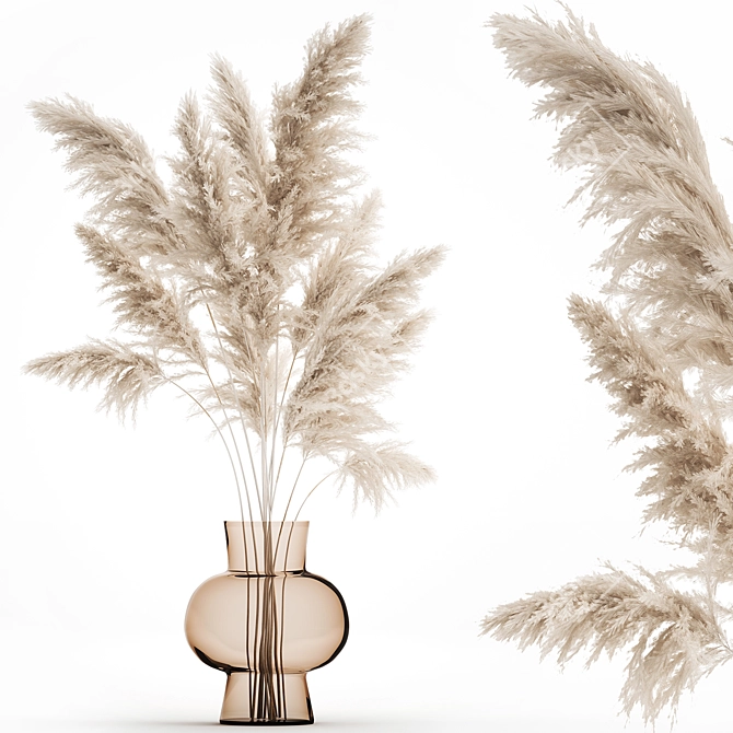 Elegant White Pampas Grass Bouquet 3D model image 7