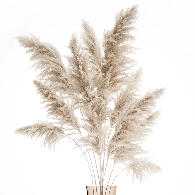 Elegant White Pampas Grass Bouquet 3D model image 9