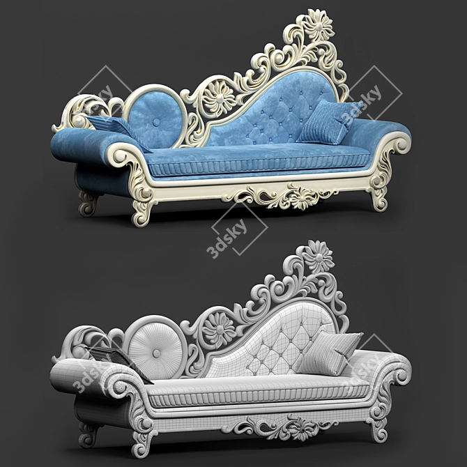 Elegant Fabric Sofa 3D model image 2