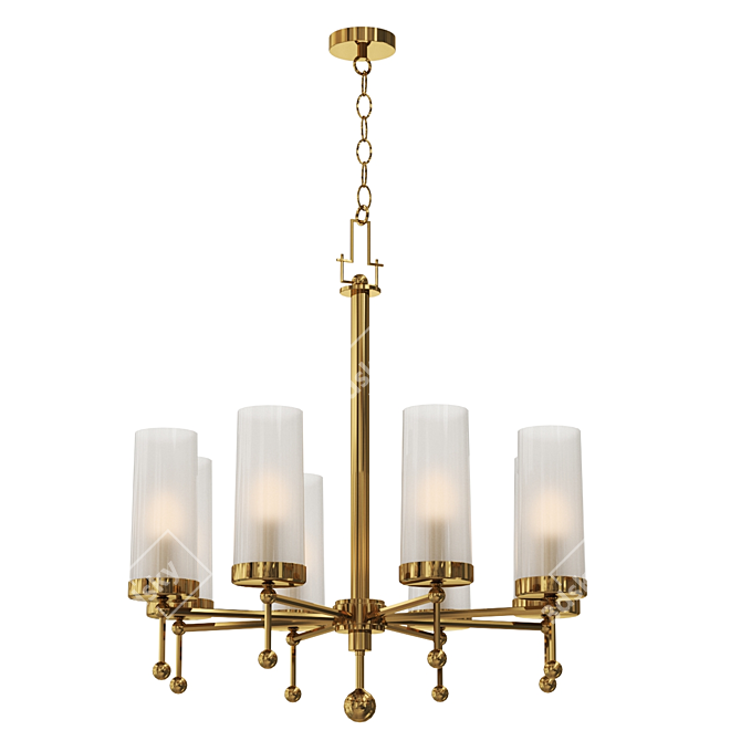 Italian Brass & Glass Chandelier 3D model image 3