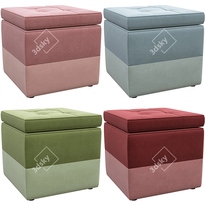 Denim Storage Bin with Lid 3D model image 5