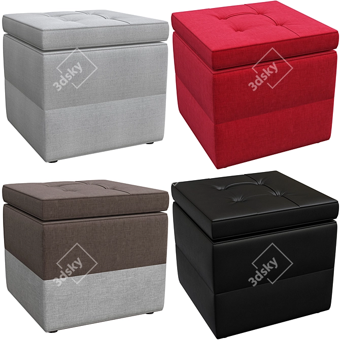 Denim Storage Bin with Lid 3D model image 6