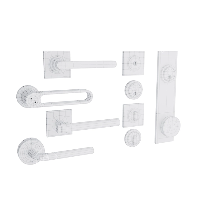 Sleek Door Handle Set 3D model image 5