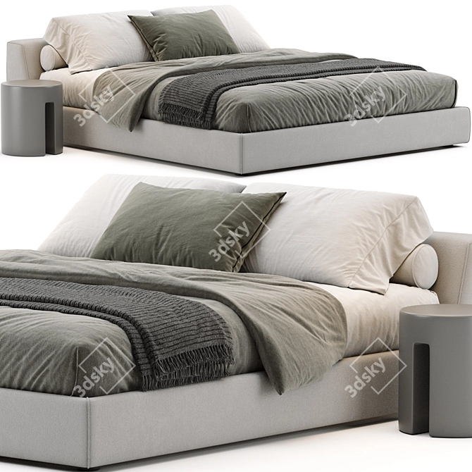 Meridiani Louis Bed: Modern Elegance for Your Bedroom 3D model image 1