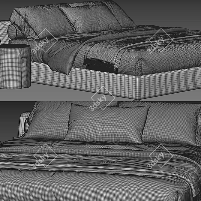 Meridiani Louis Bed: Modern Elegance for Your Bedroom 3D model image 3