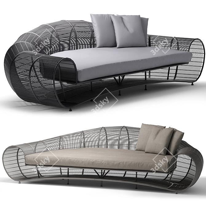 Elegant Curved Sofa by JANUS et Cie 3D model image 1