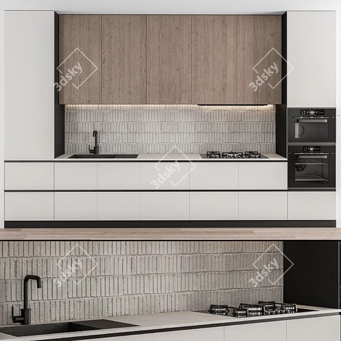 Whitewood 55 - Stylish Modern Kitchen 3D model image 1