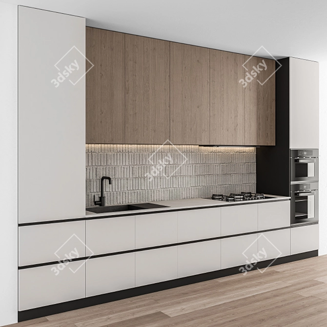 Whitewood 55 - Stylish Modern Kitchen 3D model image 2