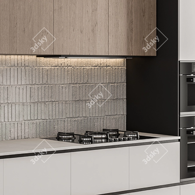 Whitewood 55 - Stylish Modern Kitchen 3D model image 5