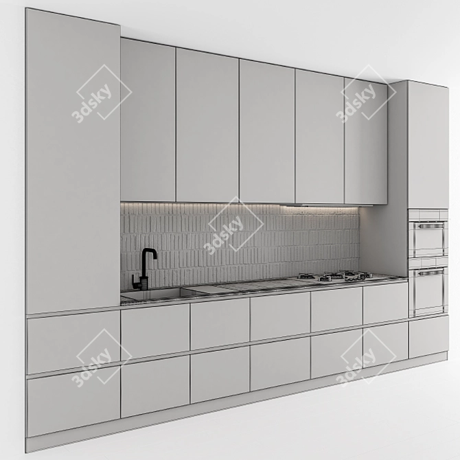 Whitewood 55 - Stylish Modern Kitchen 3D model image 6