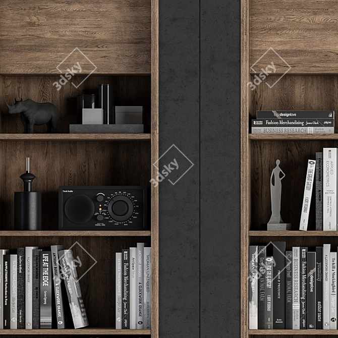 Black and Wood Library Set 3D model image 2