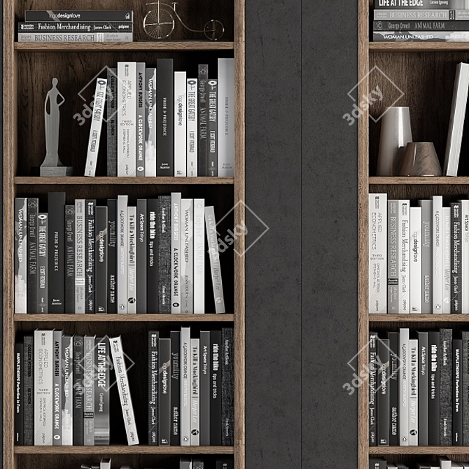 Black and Wood Library Set 3D model image 3