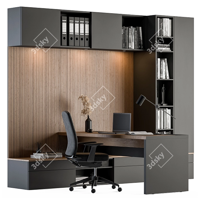 L-Desk Manager Set 35: Stylish Office Furniture 3D model image 1