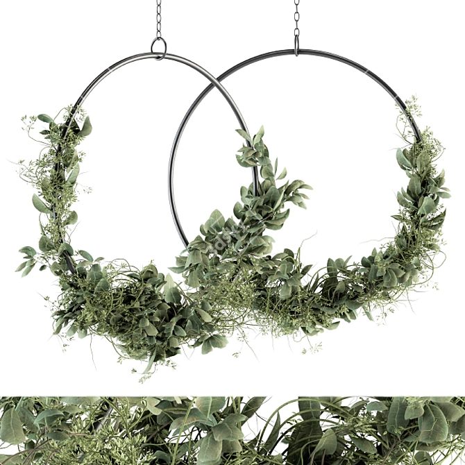 Lush Olive Wreath Set 3D model image 1