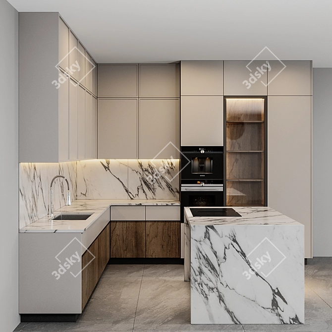 Sleek Kitchenette Set 3D model image 2