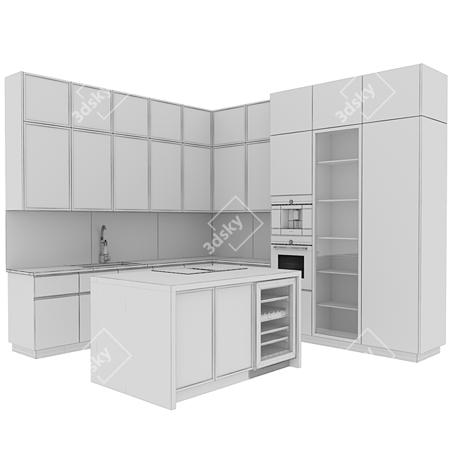 Sleek Kitchenette Set 3D model image 6
