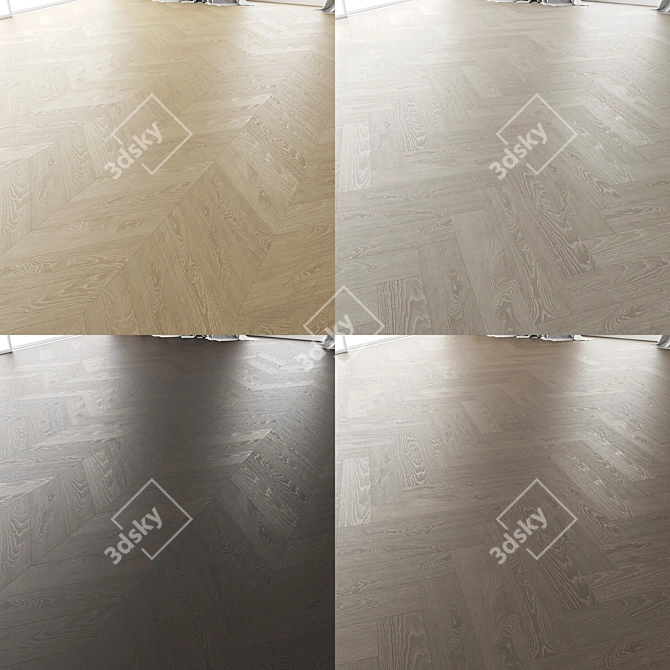 Wood Floor Set: 4 Types & 3 Patterns 3D model image 6
