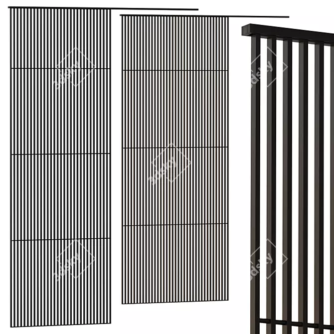 Title: Boca Stripe Rack: Versatile Partition for Curtain and Décor 3D model image 1